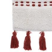 Tapis Salle de Bain Rouge Blanc Pompons Ethnique 50 x 75 cm 
