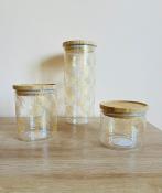 Pot Hermétique en Verre Borosilicate avec Motifs Feuilles Dorées H.21 x Ø 9,5 cm
