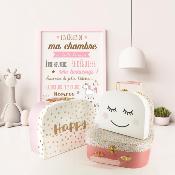 3 Valisettes de Rangement Fille Rose / Blanc / Or Little Princess