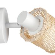 Applique Murale Bambou Naturel Cannage 1 Spot Blanc 15 x H.17,4 cm 