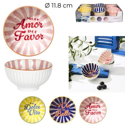  Bol Céramique Dolce Vita Bleu / Jaune / Rose – 35 cl – Ø 11,8 cm 