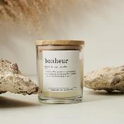 Bougie Parfumée Tendresse, Bonheur, Rêve, Câlin Verre & Couvercle en Bois H.8 cm 