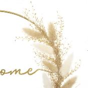 Couronne Métal Doré "WELCOME" avec Fleurs Séchées dans les tons beiges – Ø 24 cm