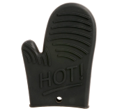 Gant de Cuisine en Silicone – Résistant à la chaleur – Inscription HOT! Noir / Rouge / Gris