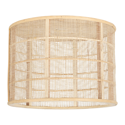 Suspension Ronde Bois Naturel & Tissu Ajouré Ø 30 cm
