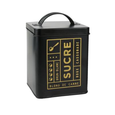 Boîte Sucre Métal Noir / Doré Rétro Chic 17,5 x 11,5 cm 