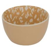 Set Apéritif Léopard Blanc & Terracotta – 3 Bols en Céramique + Plateau en Bambou 30 x 10 cm