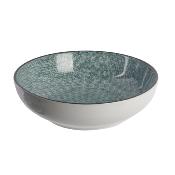 Saladier Porcelaine Blanc Vert Noir Ø 25.5 cm Motifs Graphiques
