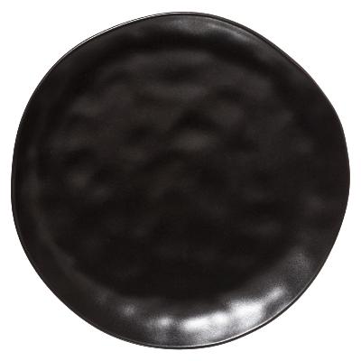 Assiette Plate Noire Irrégulière Ø 26 cm Relief Ethnique