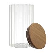 Bocal Verre Strié Transparent Couvercle Acacia 70 cl