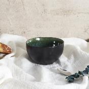 Bol en Grès Vert, Noir & avec une Pointe de Bleu - 66 cl