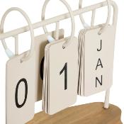 Calendrier Perpétuel en Métal Beige & Bois – Style Industriel Chic