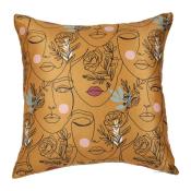 Housse de Coussin Multi Visages Arty Ocre Design Noir  40 x 40 cm 