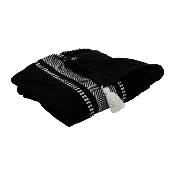 Jeté de Canapé Noir Zig-Zag Blanc avec Pompons 170 x 130 cm Coton Ethnique