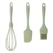 Lot de 3 Ustensiles de Pâtisserie – Fouet, Spatule & Pinceau - Couleurs Pastels (Vert, Rose, Beige)