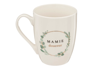 Mug Mamie Douceur Beige Doré Couronne Eucalyptus 33 cl  