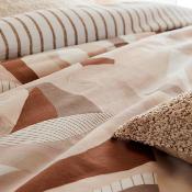 Parure de Lit Design Géométrique Beige, Marron & Gris 260 x 240 cm – Tons Naturels et Chaleureux