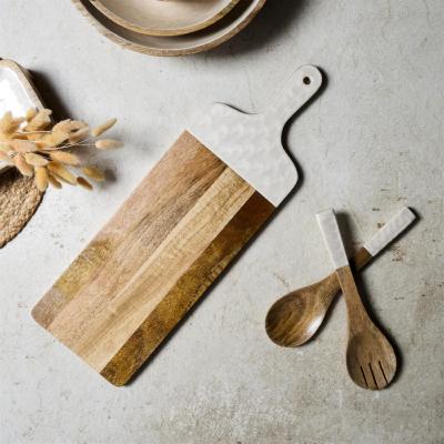 Planche à Découper en Bois de Manguier – Effet Nacré Beige H.58 x 19 cm🌿