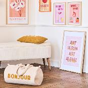 Sac de Voyage BONJOUR Bouclette Beige & Jaune Moutarde 50 x 26 x 26 cm 