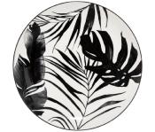 Service 18 pièces Assiettes Feuilles Tropicales Noires 