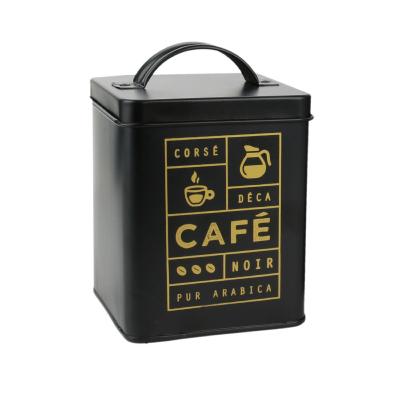 Boîte Café Métal Noir / Doré Rétro Chic 17,5 x 11,5 cm 