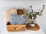Coussin Ethnique Bleu Marine Blanc Losange 40 x 40 cm 