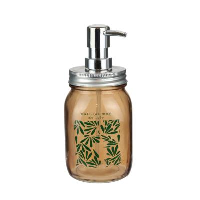 Distributeur à Savon Verre Exotique Jungle 52cl Blanc Vert Marron