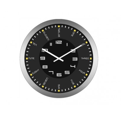 Horloge Moderne Inox & Verre Trempé - Pendule Murale Noire & Grise D. 30 cm