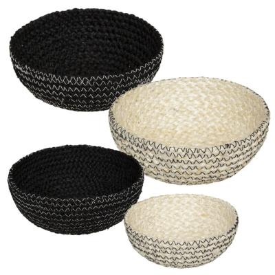 4 Coupelles en Jute Noire & Naturelle Ø 12/14/16/18 cm