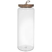 Bocal Verre Borosilicate Couvercle Bois Acacia Corde H.27,5 cm