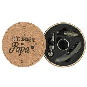 Coffret à Vin La Boîte Secrète de Papa Liège 4 Accessoires Ø 15 cm