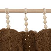 Déco Murale 5 Feuilles Macramé Marron Barre Bois Naturel 58 cm 