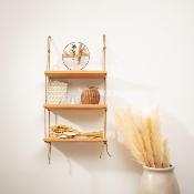 Étagère Murale Suspendue en Bois et Corde Naturelle – 3 Niveaux - 105 x 60 cm