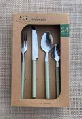 Ménagère 24 pièces Vert Sauge – Couverts Acier Inoxydable 
