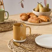 Mug SMILE Jaune Moutarde / Beige en céramique – 42 cl 