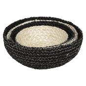 4 Coupelles en Jute Noire & Naturelle Ø 12/14/16/18 cm