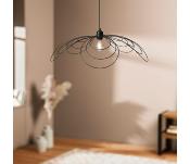 Grande Suspension Fleur Métal Filaire Noir Ø 70 cm 