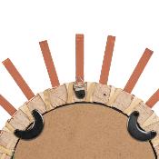 Miroir Soleil Rond Bambou Naturel Terracotta Rouge Ø 28 cm  