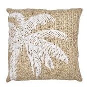 Coussin Palmier Blanc & Beige Déco Bohème Naturelle 40 x 40 cm
