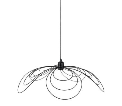 Grande Suspension Fleur Métal Filaire Noir Ø 70 cm 