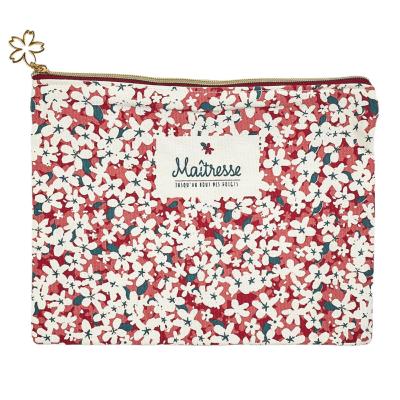 Pochette Maîtresse jusqu'au bout des doigts Fleurs Rose Blanc 20 x 15 cm 