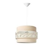 Suspension Métal Ondulé & Tissu Beige Naturel Ø34 cm H.24 cm 