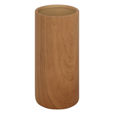 Vase Cylindre Effet Bois - Céramique Marron - H.20 x Ø 9,5 cm