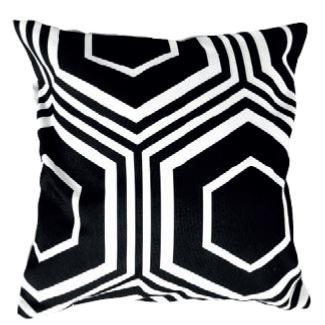 Coussin Motifs Géométriques Noirs et Blanc Déco Grafic Tendance