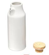 Set Huile/Vinaigre/Sel/Poivre Porcelaine Blanche Plateau Bambou