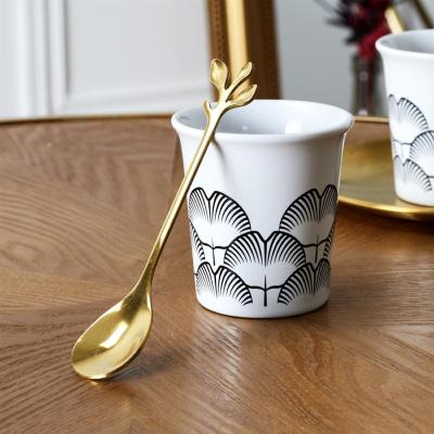 4 Cuillères à Café Feuilles Dorées - Design Chic - 12 cm 