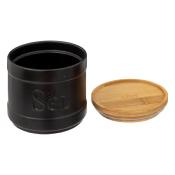 Boîte à Sel Noire Céramique & Bambou Industriel H.10 cm 