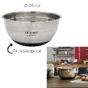 Bol Mélangeur "Le Chef du Bistrot" Antidérapant en Inox – Ø 26 cm