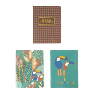 3 Carnets de Notes JUNGLE A6 - Toucan & Feuilles Tropicales