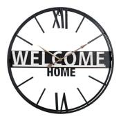 Horloge Métal Noir Welcome Home Ø 50 cm Style Industriel